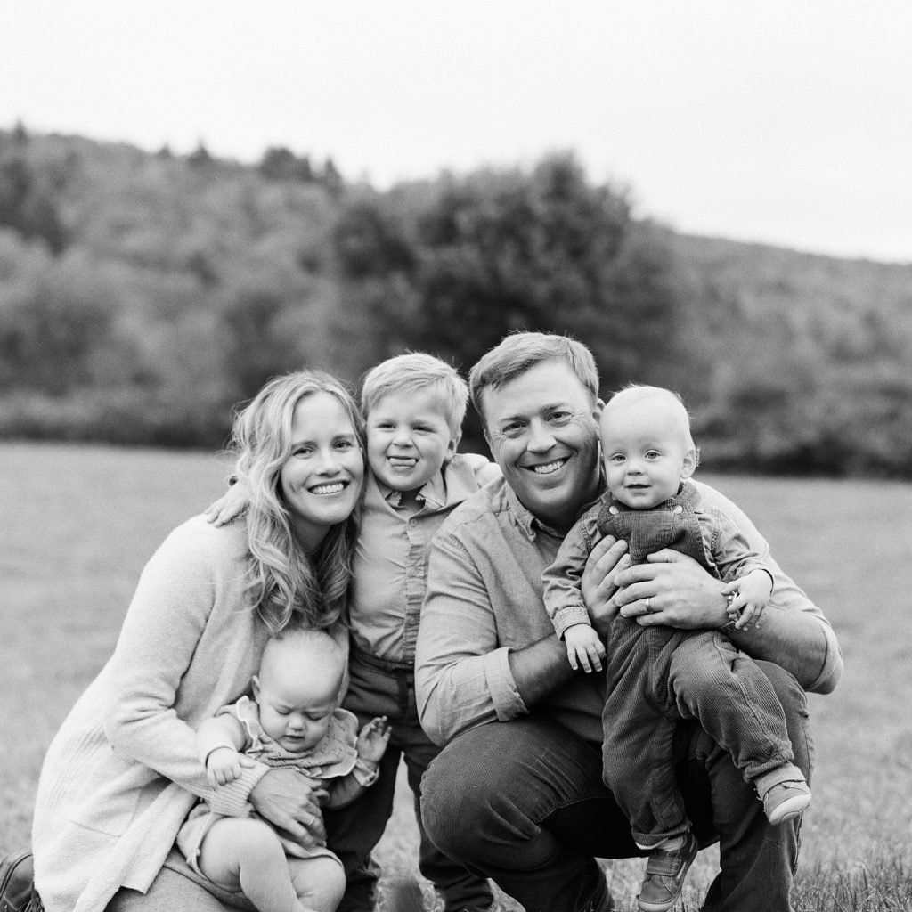 Stowe Vermont Family Pictures on Black and White Film by Tiffany Farley