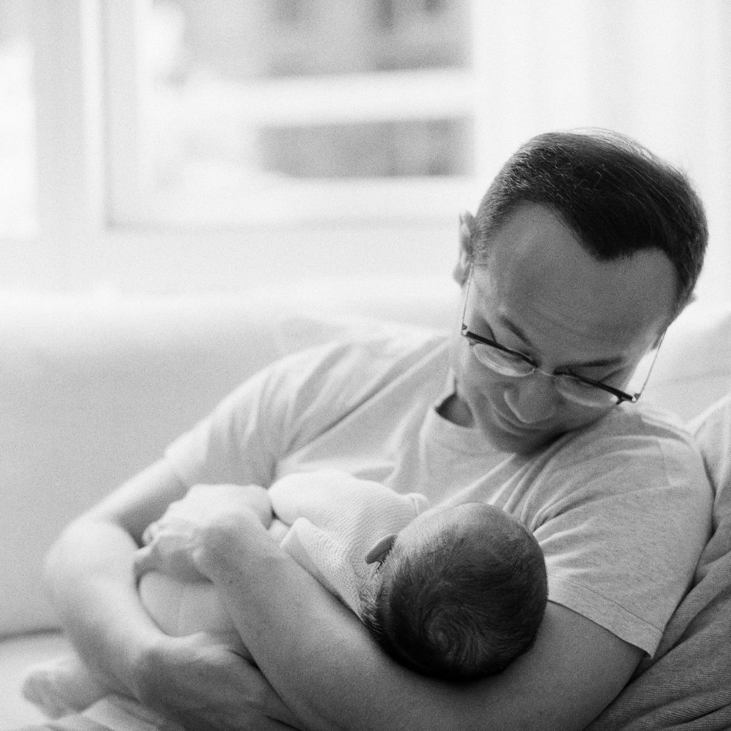 At Home Newborn Photography in Tribeca NYC on black and white film by Tiffany Farley 