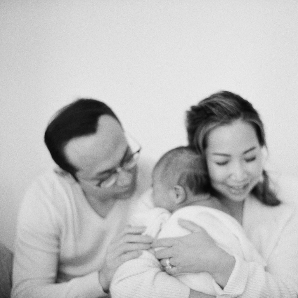 Newborn Photography at home in Tribeca NYC on black and white film by Tiffany Farley 