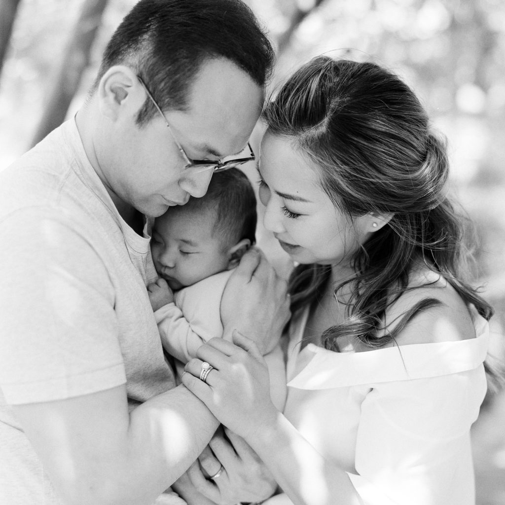 Newborn Photography in Tribeca NYC on black and white film by Tiffany Farley 
