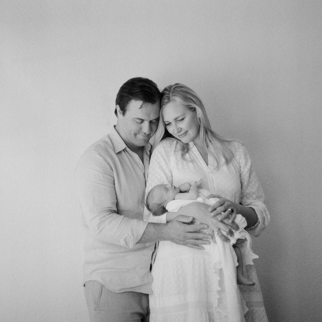 Black and white film newborn photography in parkland florida with Tiffany Farley